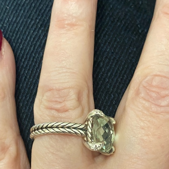 David Yurman Ring Prasiolite Silver with Pave Diamonds - Picture 10 of 13